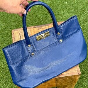 🌟VINTAGE🌟 Onna Ehrlich navy leather ladylike satchel handbag.